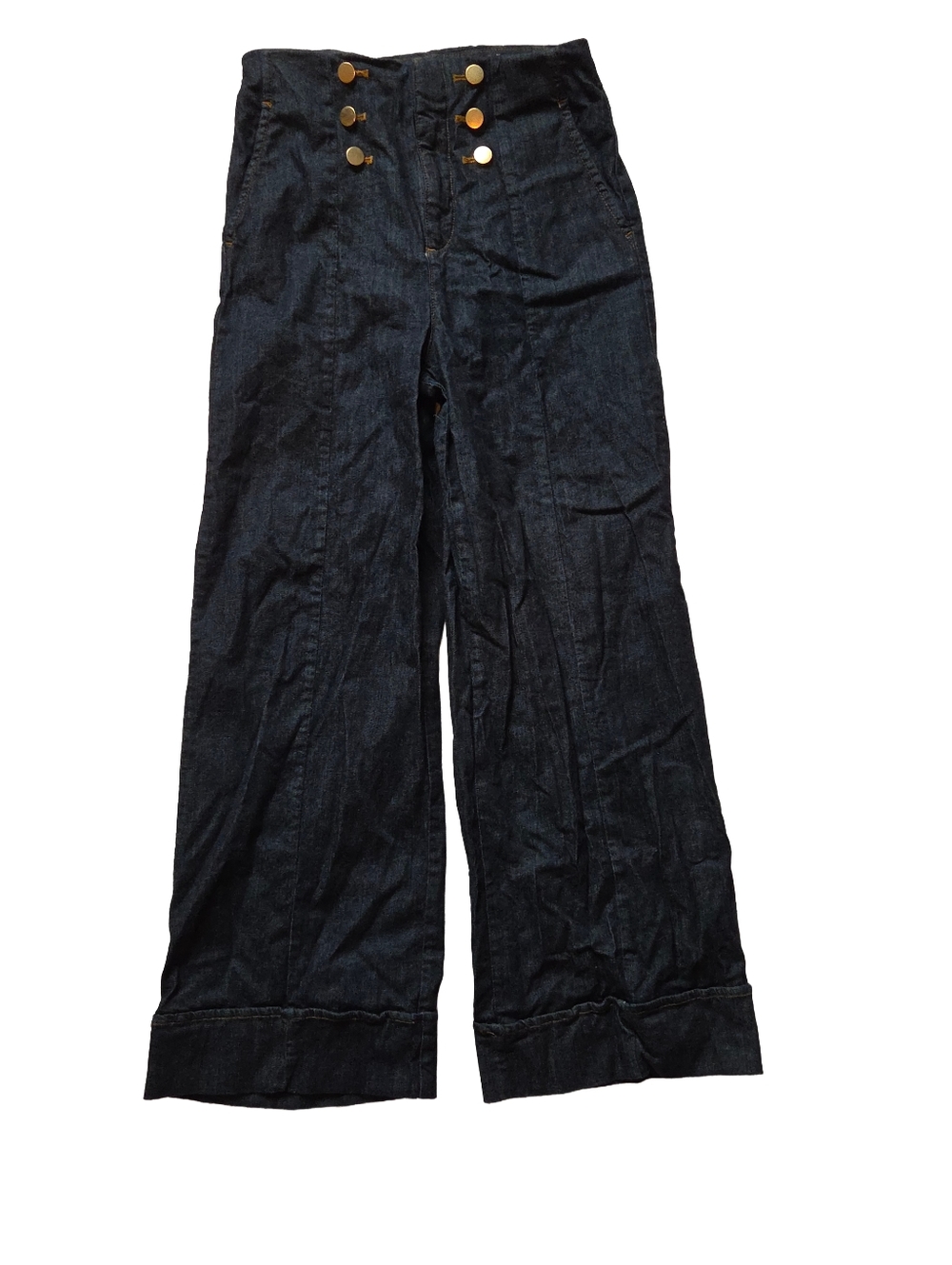 Zara High-Waisted Wide Leg Dark Denim Sailor Pants, Size S/MEX 26